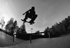 Skateboarder jumping