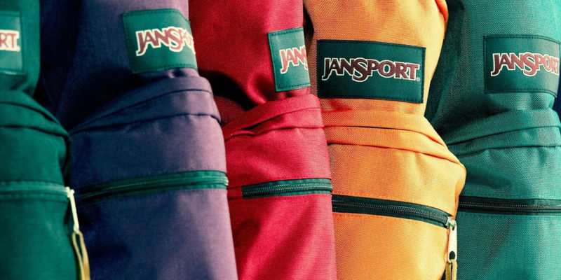 Different colored Jansport backpacks