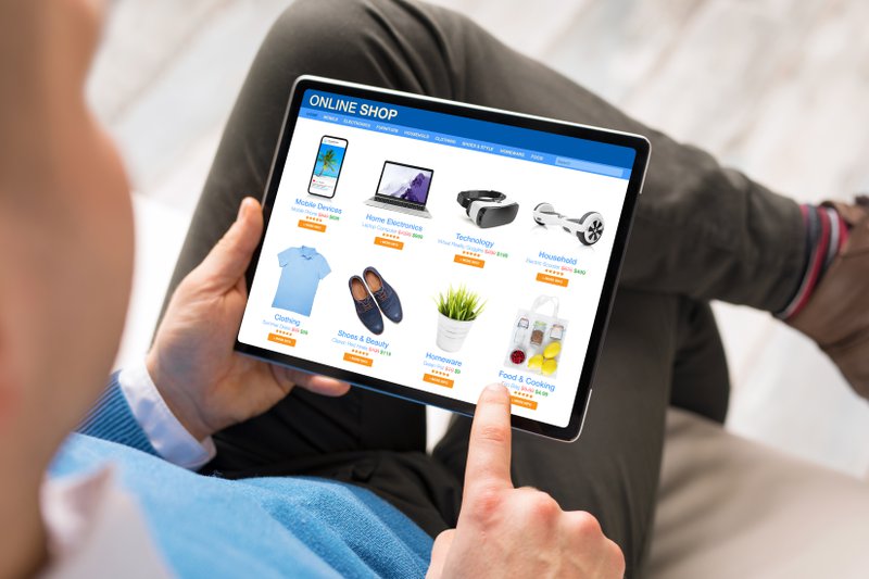 man looking at items on an eCommerce platform